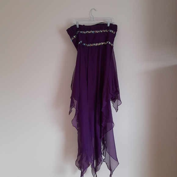La Femme Purple High Low Grad/Prom Dress - Picture 4 of 9